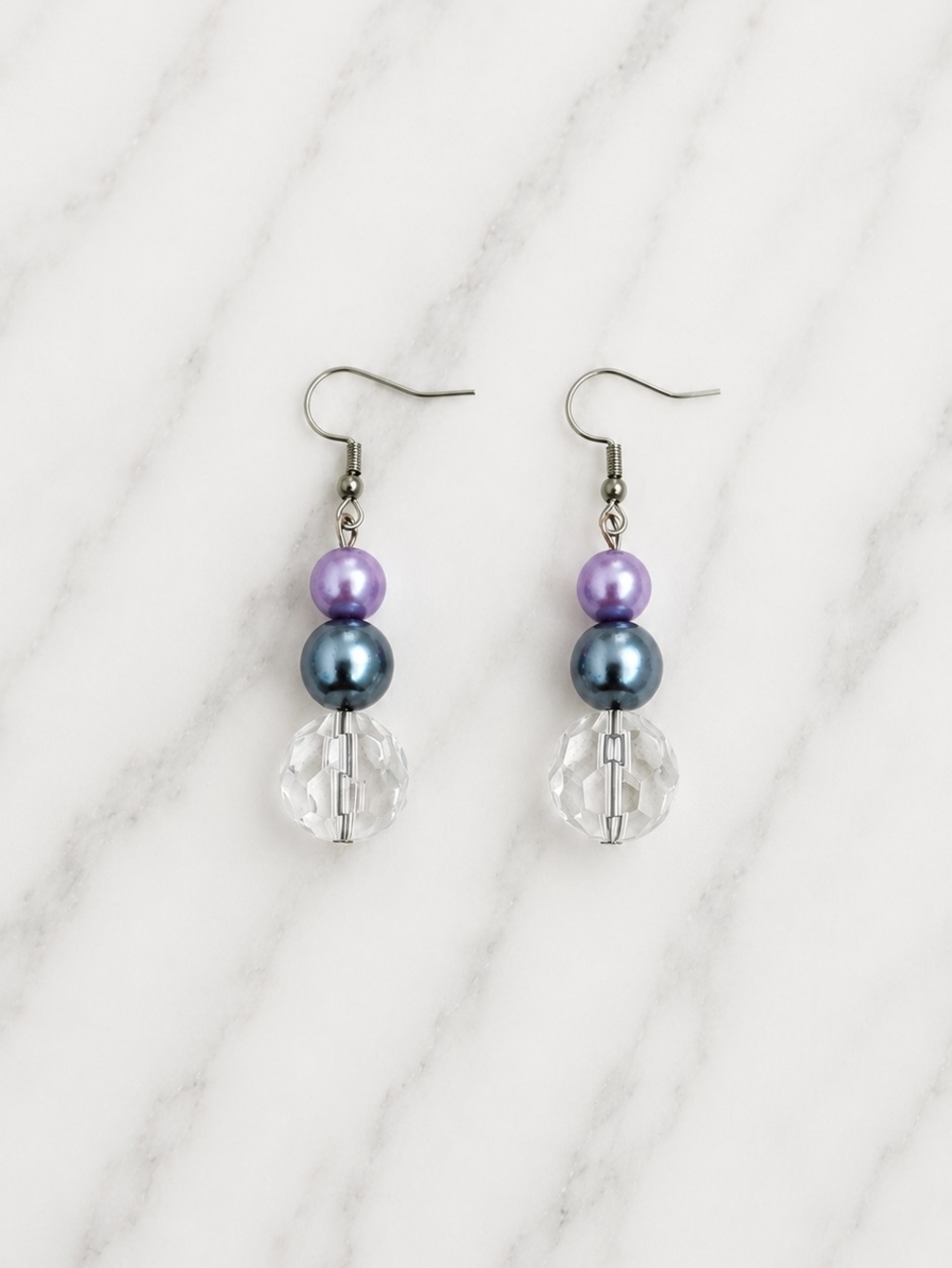 Purple & Blue Bead Dangle Earrings - Women Jewelry